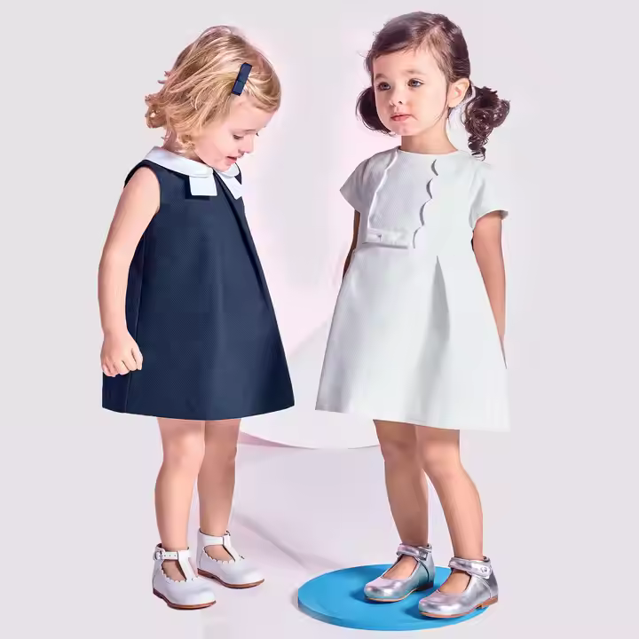 Sustainable Dot Pattern Dress for Girls Breathable Woven Fabric for Parties Summer & Spring for Ages 2 to 12 Years