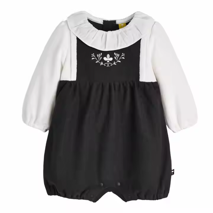 Fashion Baby Clothes Set Guangzhou Manufacture Infant Baby Romper Corduroy Fabric With Embroidery at Bodice