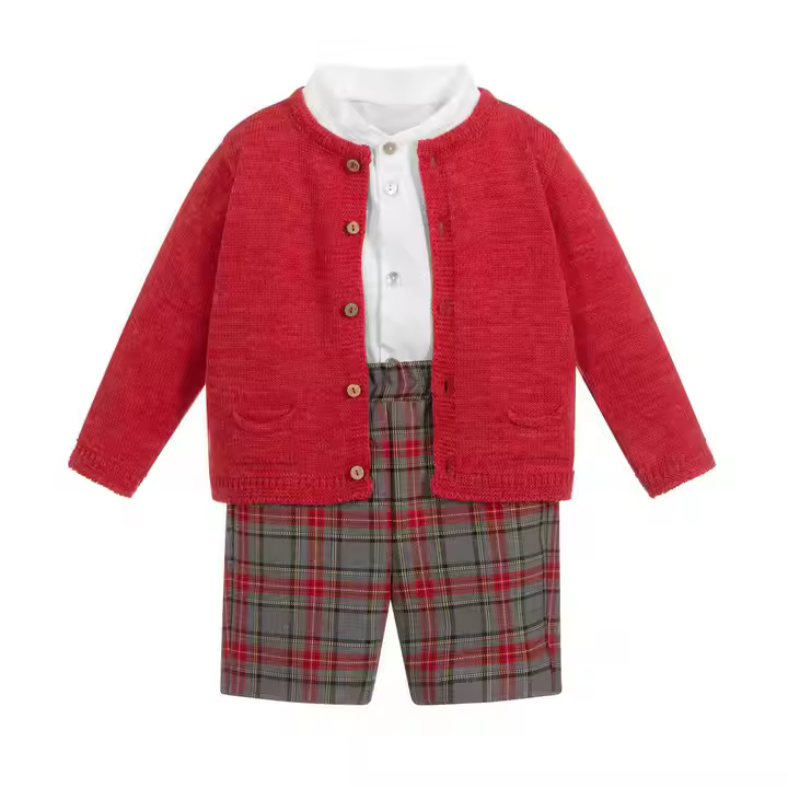 New Fashion 3 Pcs White Shirt Matching Plaid Shorts School Uniform Autumn Kids Girls Clothing Set Baby Set Clothing