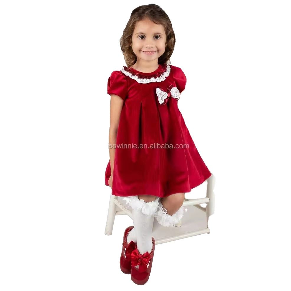 Children's Luxury Party Dress Solid Color Mini Dress With Bow Decoration Sustainable Long Frock for 12 Year Old Girls