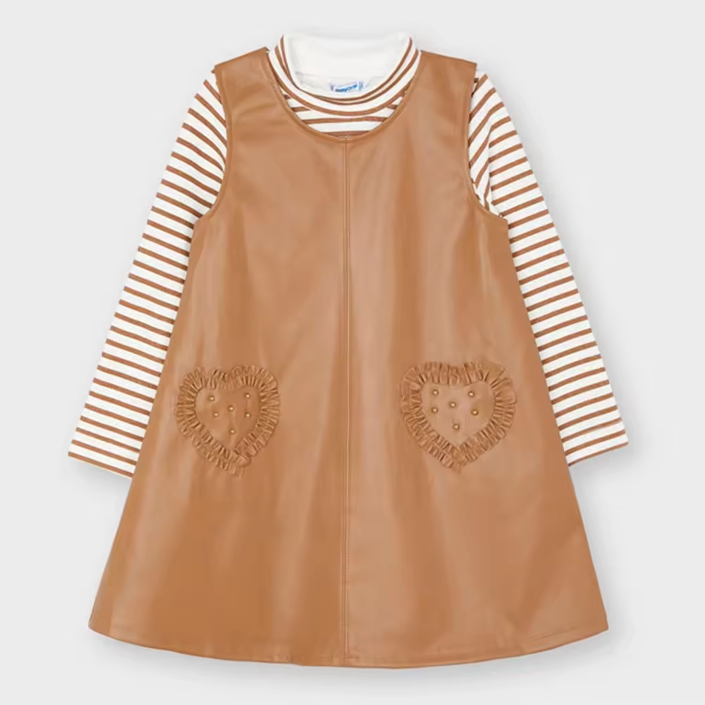 Custom Fashion O-Neck Leather Slip Dress for Girls Spring Boutique Toddler Baby Girl Skirt Factory Price Direct ODM Supply