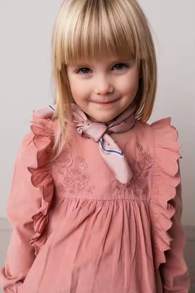 Custom Cotton-Tencel Dress for Girls 2-Year-Old Toddler Elegant Dress With Embroidery and Ruffles Decoration