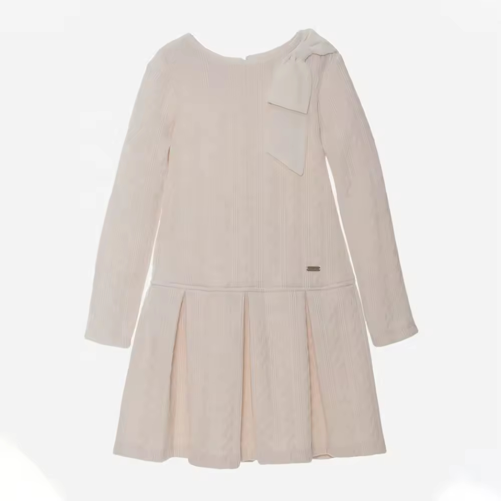 Custom Children Knit Sweater Dress Girl White Dresses in Autumn Wholesale High Quality Organic Cotton Kids Clothing Factory