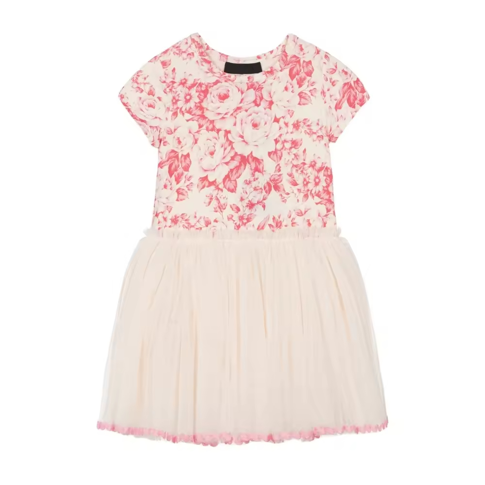 2024 New Kids Dress for Girls 14 Years and Younger Casual Denim Summer Dress With Short Sleeves and Ruffles Solid Style