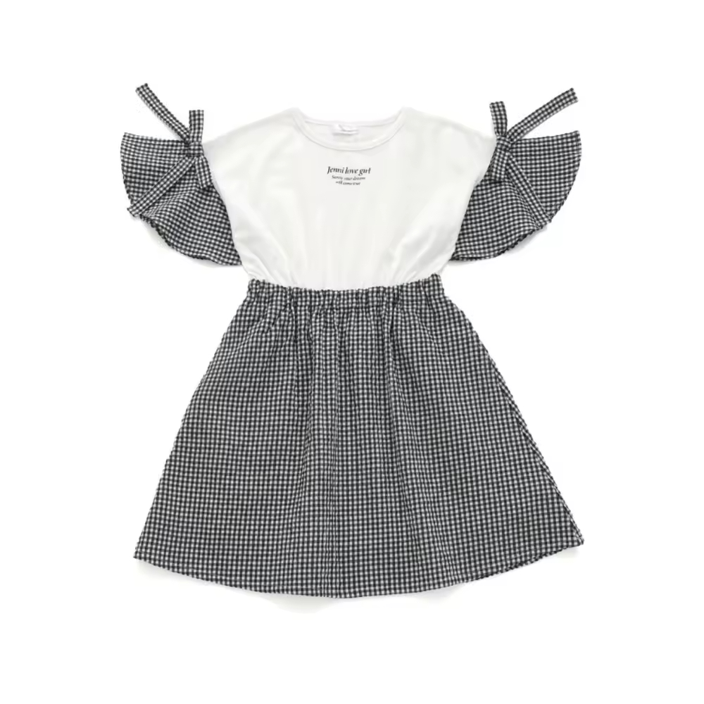 2025 Elegant Baby Dresses for Girls Summer Short Sleeve O-Neck Denim Dress With Ruffles Casual Style Age Group 15 Years+