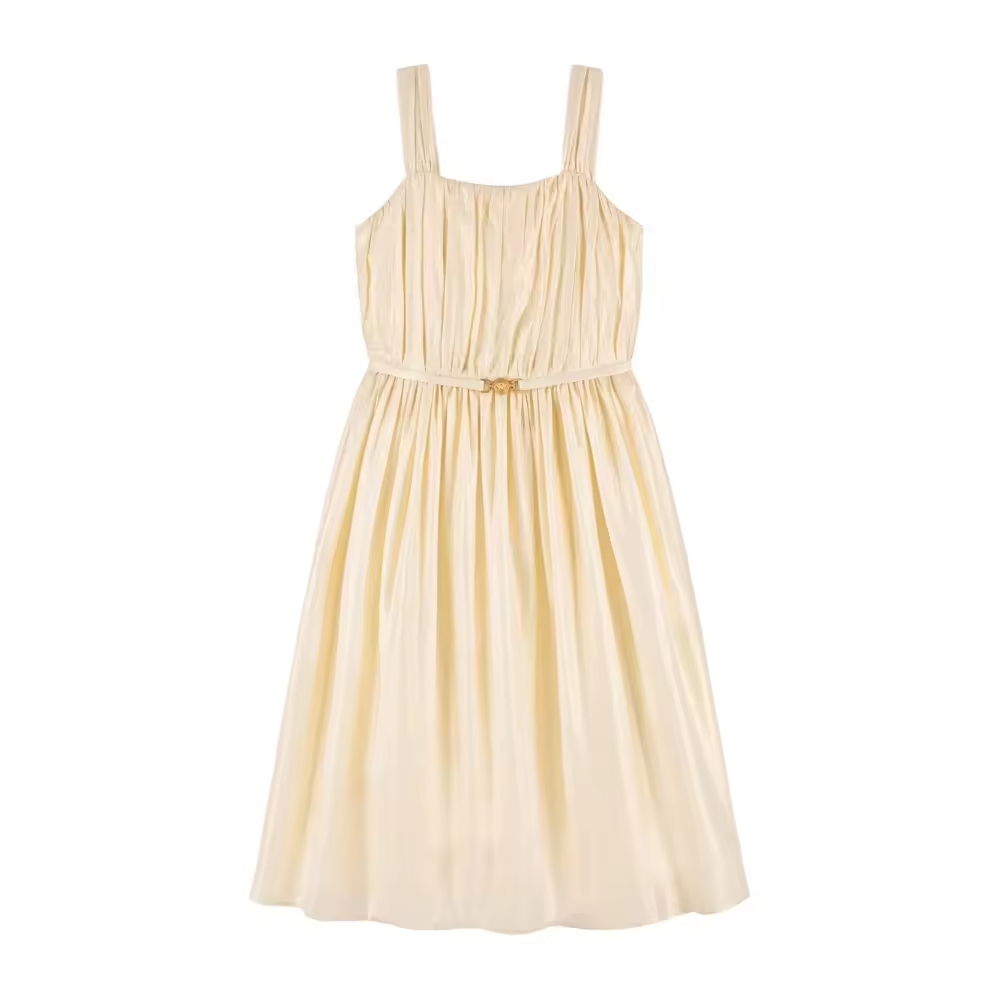 Elegant 12-Year-Old Girl Dress Casual Short Sleeve Denim O-Neck With Ruffles for Summer-ODM