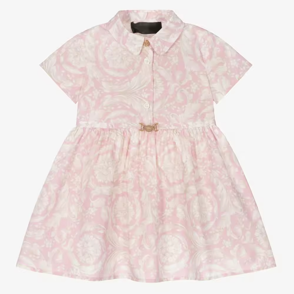 Casual Cotton Denim Dress for Girls 14-Year-Old O-Neck Short Sleeve Dress With Ruffles Summer Solid Design ODM