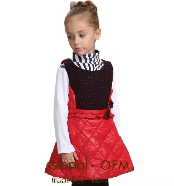 OEM Children's Elegant One-Piece Dress with Denim Skirt Halter Design in Preppy Style for Kids for Spring