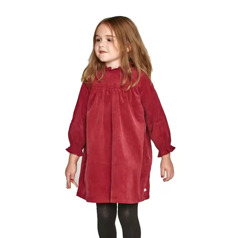 Guangzhou Children's Clothing Latest Corduroy Dresses Designs Kids Fashion Girl Dress Manufacturer