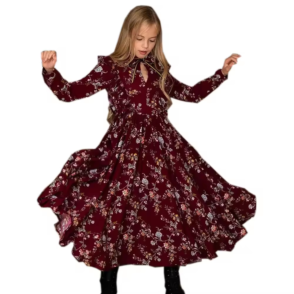Twirl Floral Dresses for Girls 4-16Y Mid-Calf Length Fashion Dress Wholesale