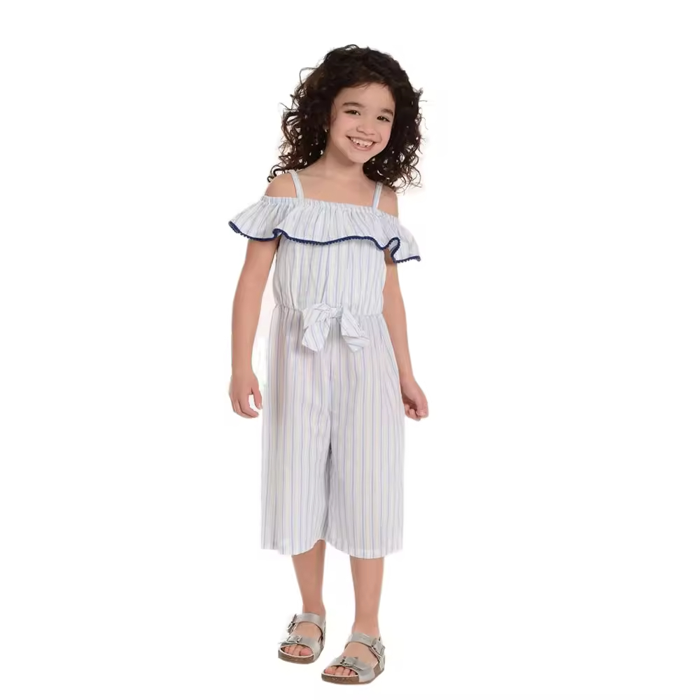 Custom Casual A-Line Skirt for 7-Year-Old Girls Sleeveless Cotton Skirt With Buttons for Summer Children