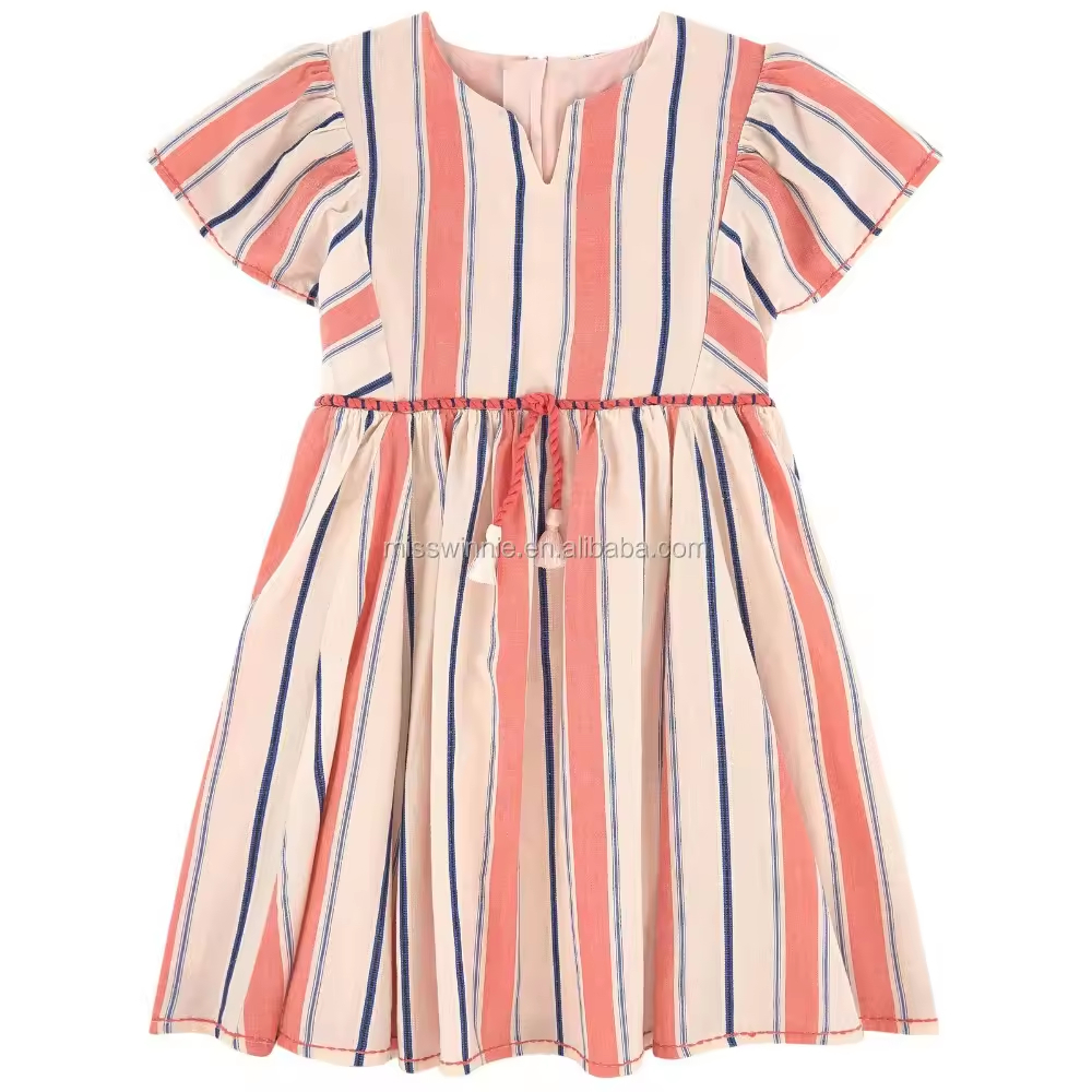 2024 Summer Casual Short Sleeve Dress for Kids Sustainable Girls' Dresses for 10-Year-Olds and 14-Year-Olds