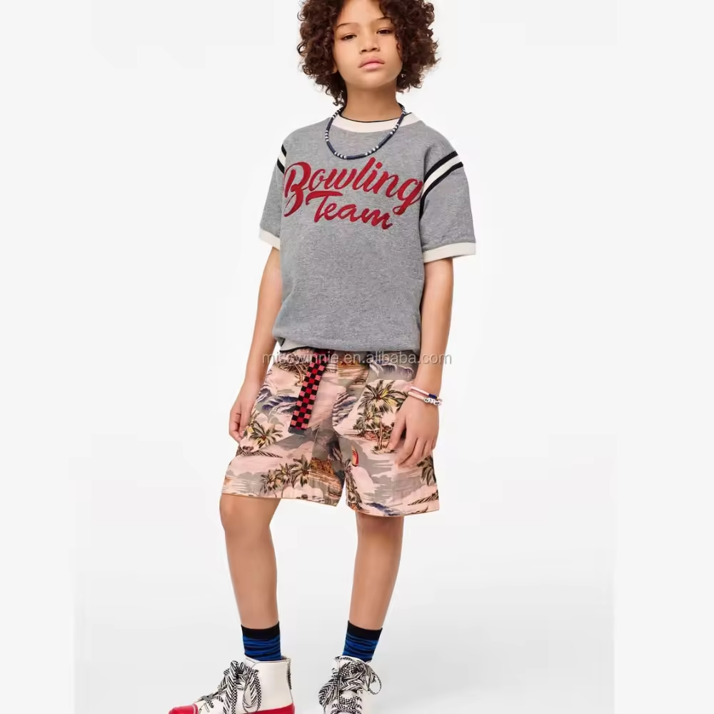 100% Cotton O-Neck Solid Pattern T-Shirt for Boys Kids Casual Polo Shirt Design