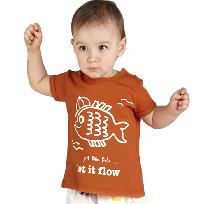 Unisex Organic Cotton T-Shirt for Kids O-Neck Collar Casual Style Printed Design for Baby Boys and Girls 100% Cotton