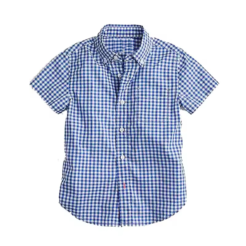 Short Sleeves Plaid Boy Shirt, Checks Shirts, Plaid Shirt for Boys