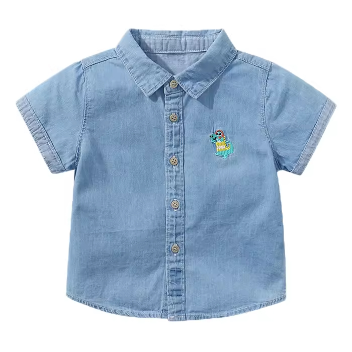 Customized Fashion Design Embroidered Boys T Shirt Short Sleeve Shirts Children Shirt for Summer
