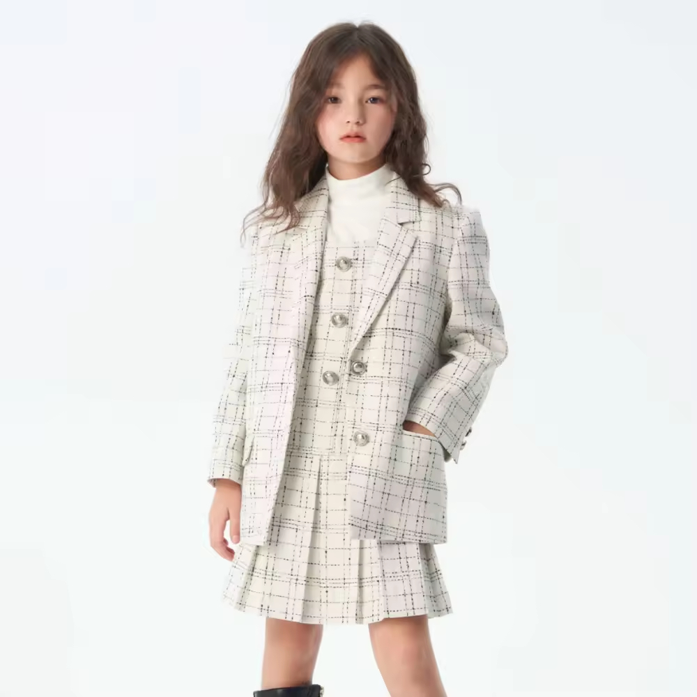 Fashionable Solid Pattern Kids Jackets for Girls University Style Trench Coats With Printed Techniques Outerwear