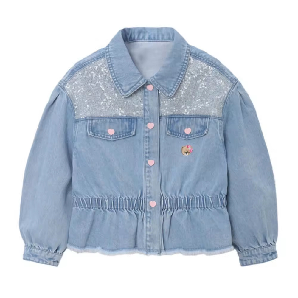 China Factory Direct Fashionable Solid Pattern Kids Trench Coat Denim Jean Jacket for Boys Girls Printed Technics Excellent