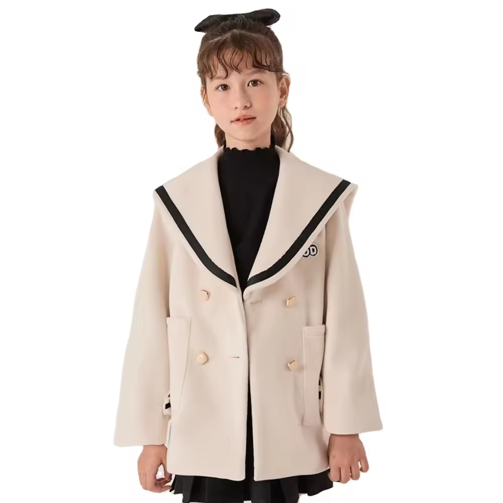 12-Year-Old Girl's Fashionable Solid Style Trench Coat Printed Outerwear Plus Size Clothing