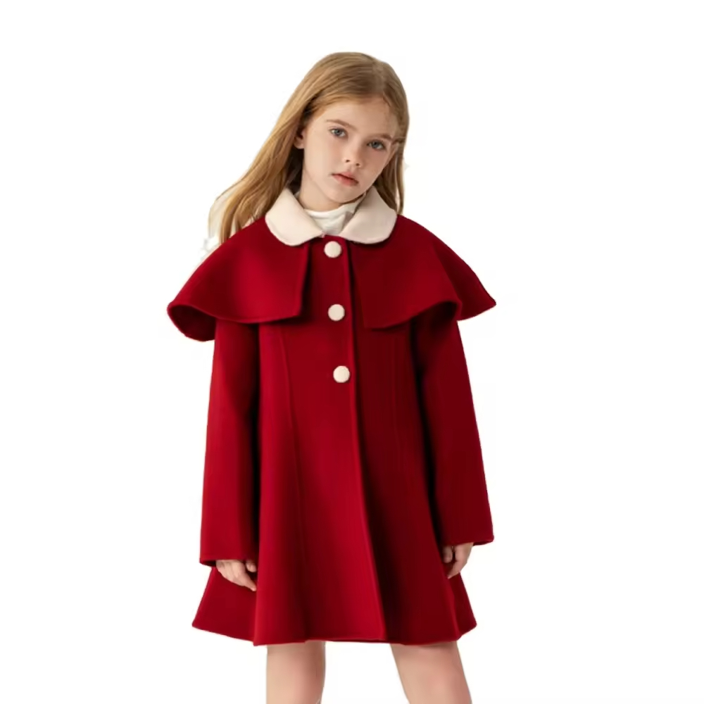 Fashionable Teen Trench Coat for Girls Kids and Children Solid Pattern Double Breasted Closure Plus Size Printed Coats