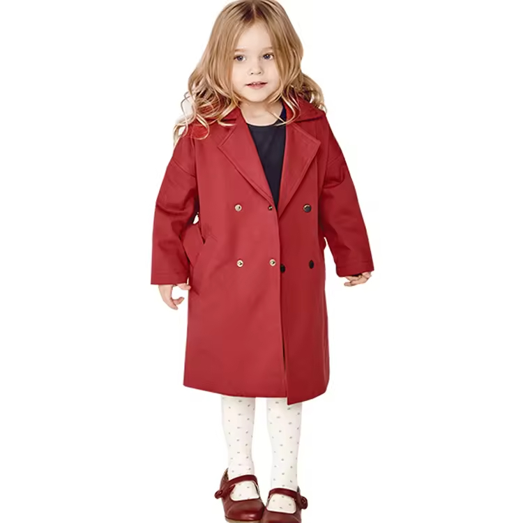 Girls Children's Coats and Jackets Breathable Trench Outerwear With Cartoon Pattern Zipper Closure