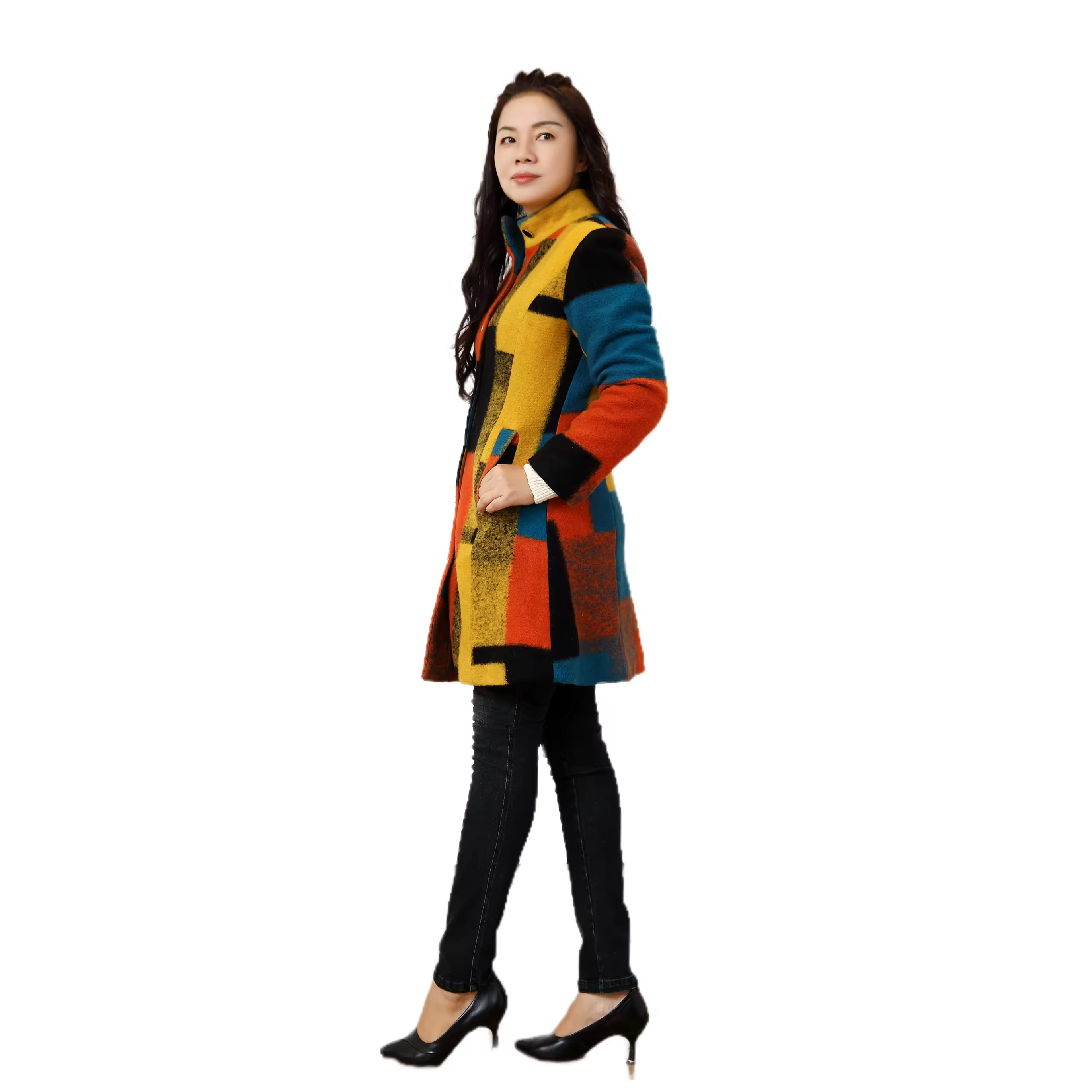 2025 Large Size Girls Coat Warm Winter Fashionable Multicolor Long Woolen Lady Coats Guangzhou Factory