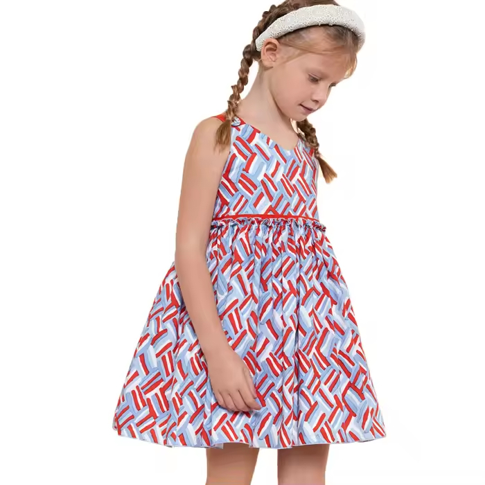 Custom Woven Cotton or Polyester Floral Print Dress for Girls 6-12 Summer Child Fashion Collection