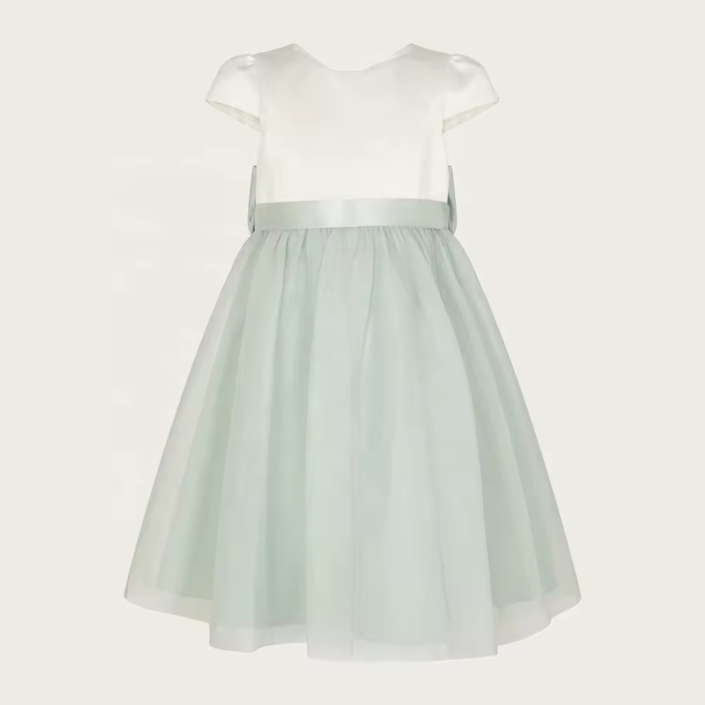 2024 Custom Vintage Green Lace Children Girls Dresses Boutique Baby Girl Dress for Host Event Wedding Ball Grown Kids Clothing