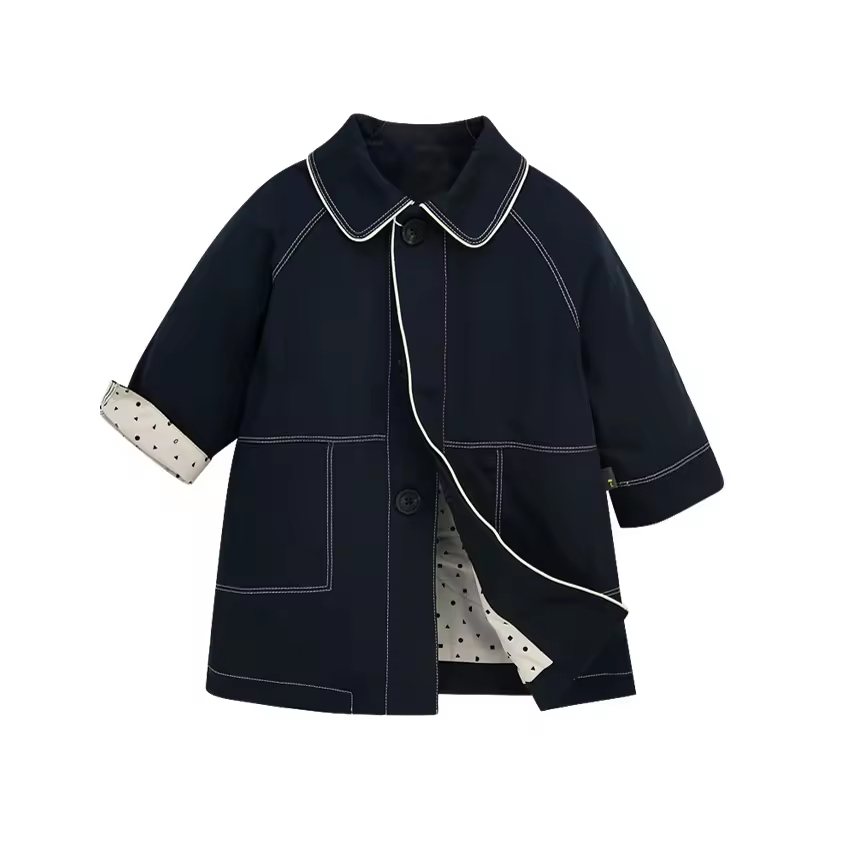 Guangzhou Brand Winter Trench Coat for Girls Fashionable Long Cotton Clothing for Kids Woven Fabric