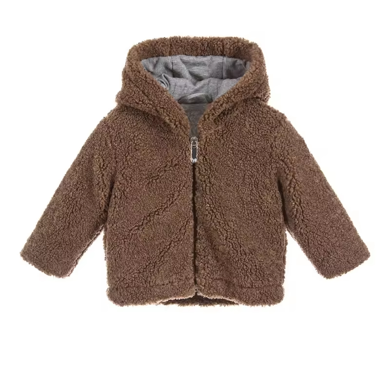 Children Clothing Factory Customized Zipper up Teddy Fur Jacket