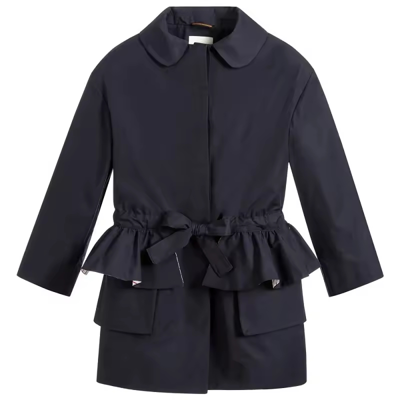 Stylish Ruffle Polyester Trench Coat for Girls 8-14 Years Factory Direct 8-14 Year Old Girls Jacket Design Coats & Outerwear