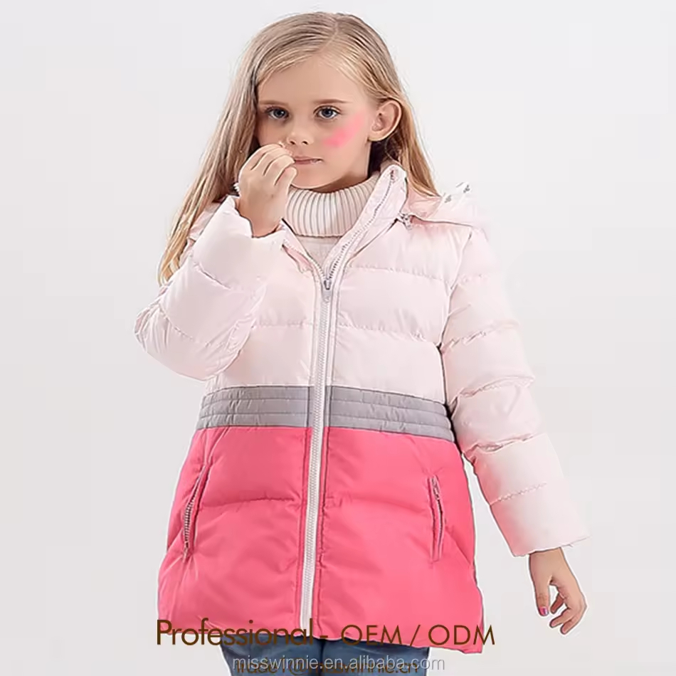 Wholesale Custom Girls Winter Trench Coats for Kids Casual Style with Zipper Closure Best-selling in Europe and America