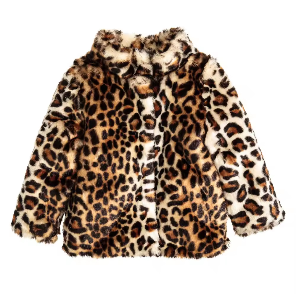 Fashion Jacket Style Children Winter Jacket Leopard Faux Fur Coats