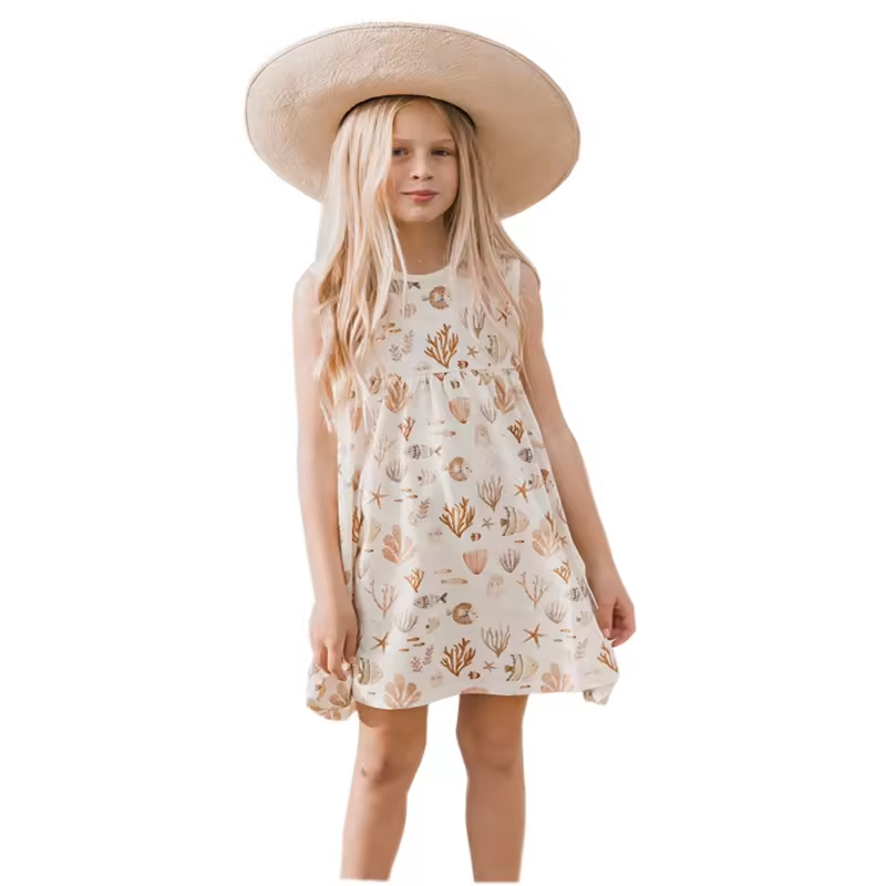 Kids Apparel Printing Pattern Dress Summer Styles Sleeveless Dresses Customization by Gaoteng