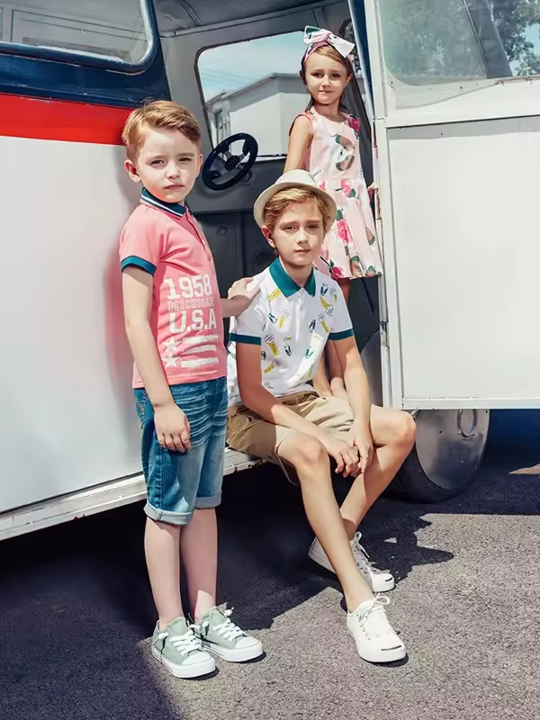 OEM ODM Private Label Brand Girls Summer Sleeveless O-Neck Casual Dress Matching Polo Sets 100% Polyester Breathable Mini