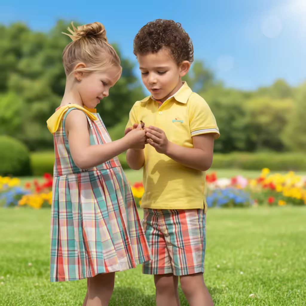 Custom Summer Latest Fashion 100% Cotton Eco-Friendly Girls Brother Sister Outfits Matching Boys Polo Shirt Shorts Sets Two