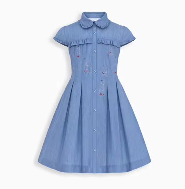 Wholesale Casual Style Solid Pattern Denim Jeans Dress for Kids Long One Piece Design for Summer